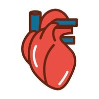 cuerpo humano corazón venas anatomía órgano salud línea e icono de relleno vector