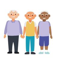 interracial old men group avatars characters vector