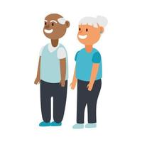 interracial old couple persons avatars characters vector