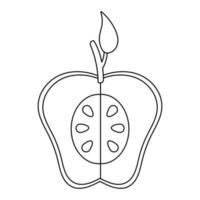 half apple fresh fruit nature line style icon vector