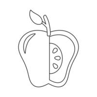 manzana fresca sin una porción icono de estilo de línea de naturaleza de fruta vector
