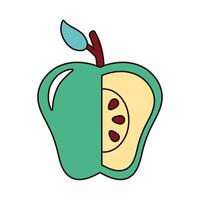 apple green without a portion fresh fruit nature icon vector