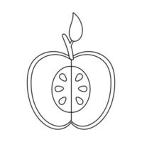 half apple fresh fruit nature line style icon vector