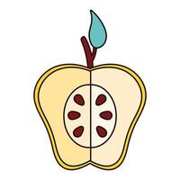 half yellow apple fresh fruit nature icon vector