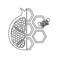 forms of honey sweet with half pomegranate and bee vector