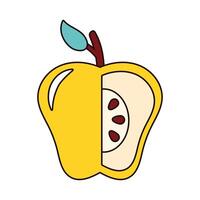 manzana amarilla sin una porción icono de naturaleza de fruta fresca vector