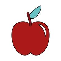 manzana roja fruta fresca naturaleza icono vector