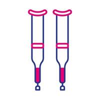 crutches disabled tool line and fill style icon vector