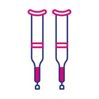 crutches disabled tool line and fill style icon vector