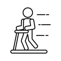 person walking in machine line style icon vector