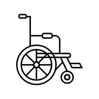 icono de estilo de línea de persona discapacitada en silla de ruedas vector