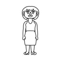 old woman person character line style icon vector