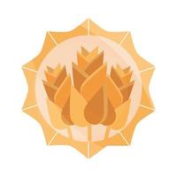 spikelets of wheat cereal emblem flat icon design vector