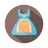 Vestido tradicional dirndl usado en Alemania bloque e icono plano vector