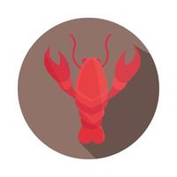 bloque de langosta de mariscos crustáceos marinos e icono plano vector