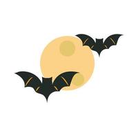 happy halloween night moon and bats trick or treat party celebration flat icon design vector