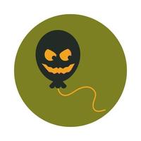 happy halloween spooky balloon horror face trick or treat party celebration flat and block icon vector