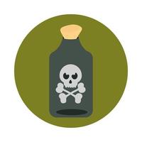 happy halloween potion bottle with creepy skull trick or treat party celebration flat and block icon vector