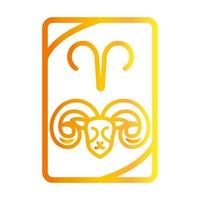 zodiac aries esoteric tarot prediction card gradient style icon vector