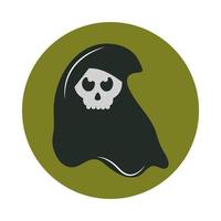 Feliz halloween muerte calavera truco o trato celebración de fiestas icono de bloque y plano vector