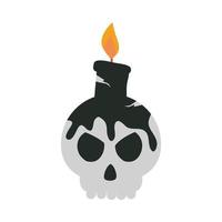 happy halloween skull with burning candle trick or treat party celebration flat icon design vector