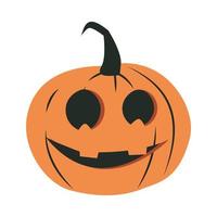 Feliz Halloween cara de terror calabaza truco o trato celebración de fiesta diseño de icono plano vector