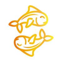 fishes marine life over white background gradient style icon vector