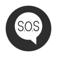 sos lettering speech bubble block and flat icon vector