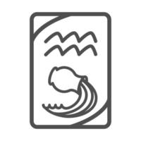 zodíaco acuario esotérico tarot tarjeta de predicción icono de estilo de línea vector