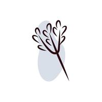 branch with leaves hand draw style vector