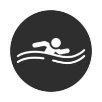 deporte extremo, natación, estilo de vida activo, bloque, y, plano, icono vector