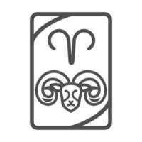 zodiac aries esoteric tarot prediction card line style icon vector