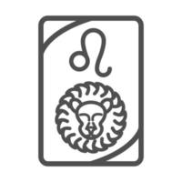 zodíaco leo esotérico tarot tarjeta de predicción icono de estilo de línea vector