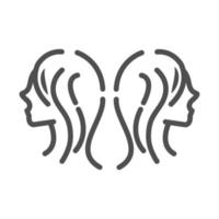 twins female heads character white background line style icon vector