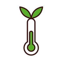 thermometer with leaves line and fill style vector