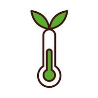 thermometer with leaves line and fill style vector