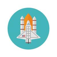 space shuttle usa block and flat icon vector