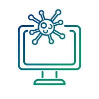 covid19 virus particle in desktop line style vector