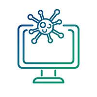 covid19 virus particle in desktop line style vector