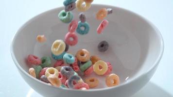 Cereal pouring into bowl in slow motion shot on Phantom Flex 4K at 1000 fps video