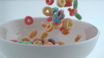 Cereal pouring into bowl in slow motion shot on Phantom Flex 4K at 1000 fps video