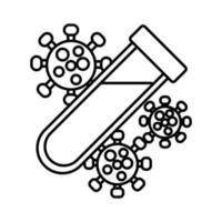 covid19 particle with tube test line style icon vector
