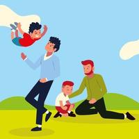 fathers playing with kids vector