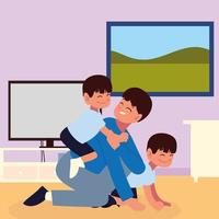 father with kids vector