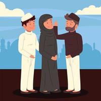 muslim woman and men vector