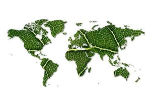 eco world map made of green leaves Map Green leaf Environmental conservation concept photo