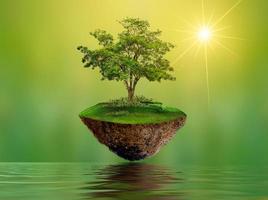 Floating islands with trees Lake river in the sky World Environment Day World Conservation Day environment photo