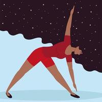woman doing yoga stretching vector