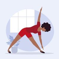 slim woman practicing yoga vector