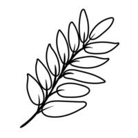branch with leaves botanical line style icon vector